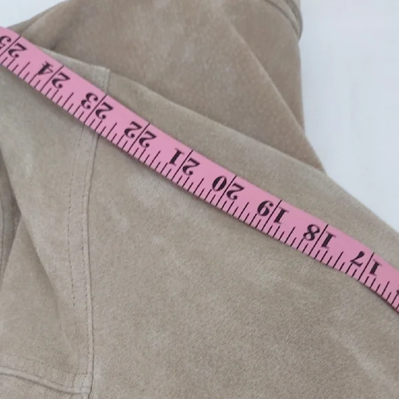 A.M.I. Genuine Leather Button Front Jacket Tan Beige XL - Picture 11 of 12